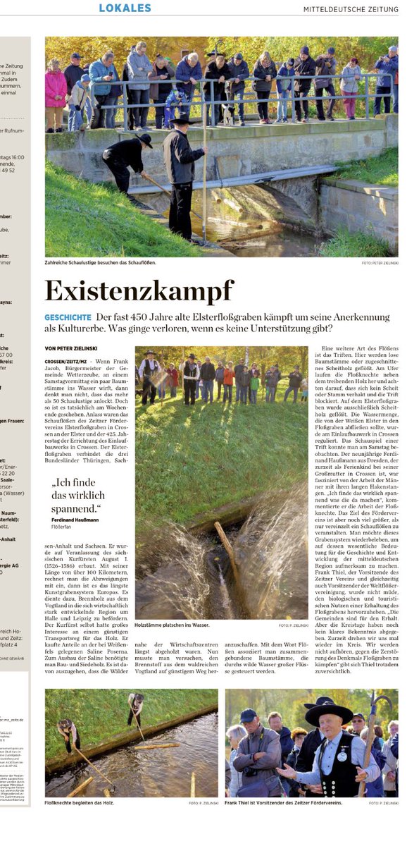 Bericht in der OTZ Eisenberg von gestern zu unserem Aktionstag am Elsterfloßgraben inklusive Kommentar von Angelika Munteanu zur länderübergreifenden Kooperation. Und der Beitrag aus der Zeitzer MZ.