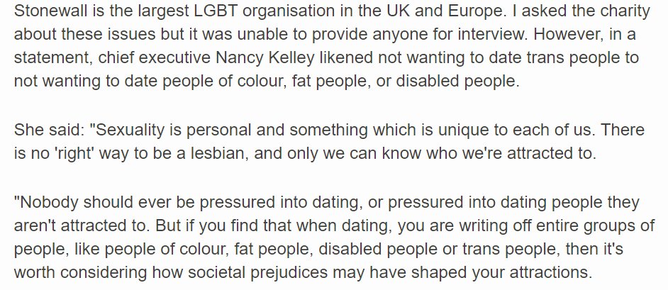with_rhymes's tweet image. I will never get over the horror of this statement. @Nancy_M_K, CEO of @stonewalluk, advises lesbians to consider their "societal prejudices" and have sex with men.

Same-sex attraction is apparently a "societal prejudice" now. #Stonefall #GetStonewallOut