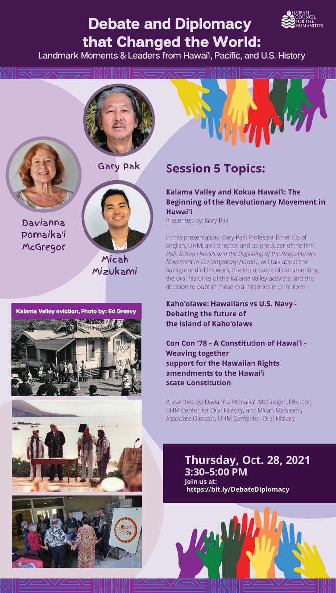Upcoming Events: Debate and Diplomacy that Changed the World: Landmark Moments &amp; Leaders from Hawai'i, Pacific, and U.S. History

Join us this Thursday, October 28 at 3:30 PM!