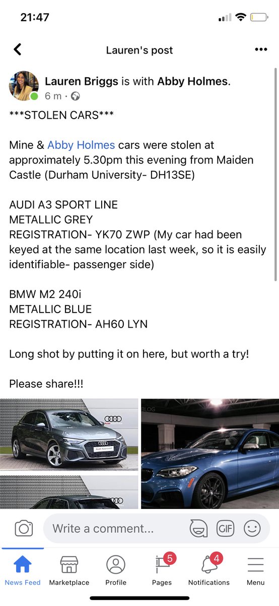 Rebecca Salicki (@salicki14) on Twitter photo Two of the girls had their cars stolen whilst we trained tonight! Durham location! Please share and keep an eye out π π π <a href="/DurhamWFC/">Durham Women FC</a> Two of the girls had their cars stolen whilst we trained tonight! Durham location! Please share and keep an eye out π π π <a href="/DurhamWFC/">Durham Women FC</a>