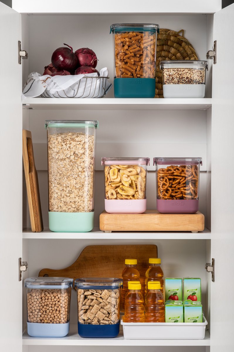 Ello Products on X: Add a fun pop a color to your pantry or cabinet with  our new food storage canisters 🌈 #pantryorganization Shop canister sets:    / X