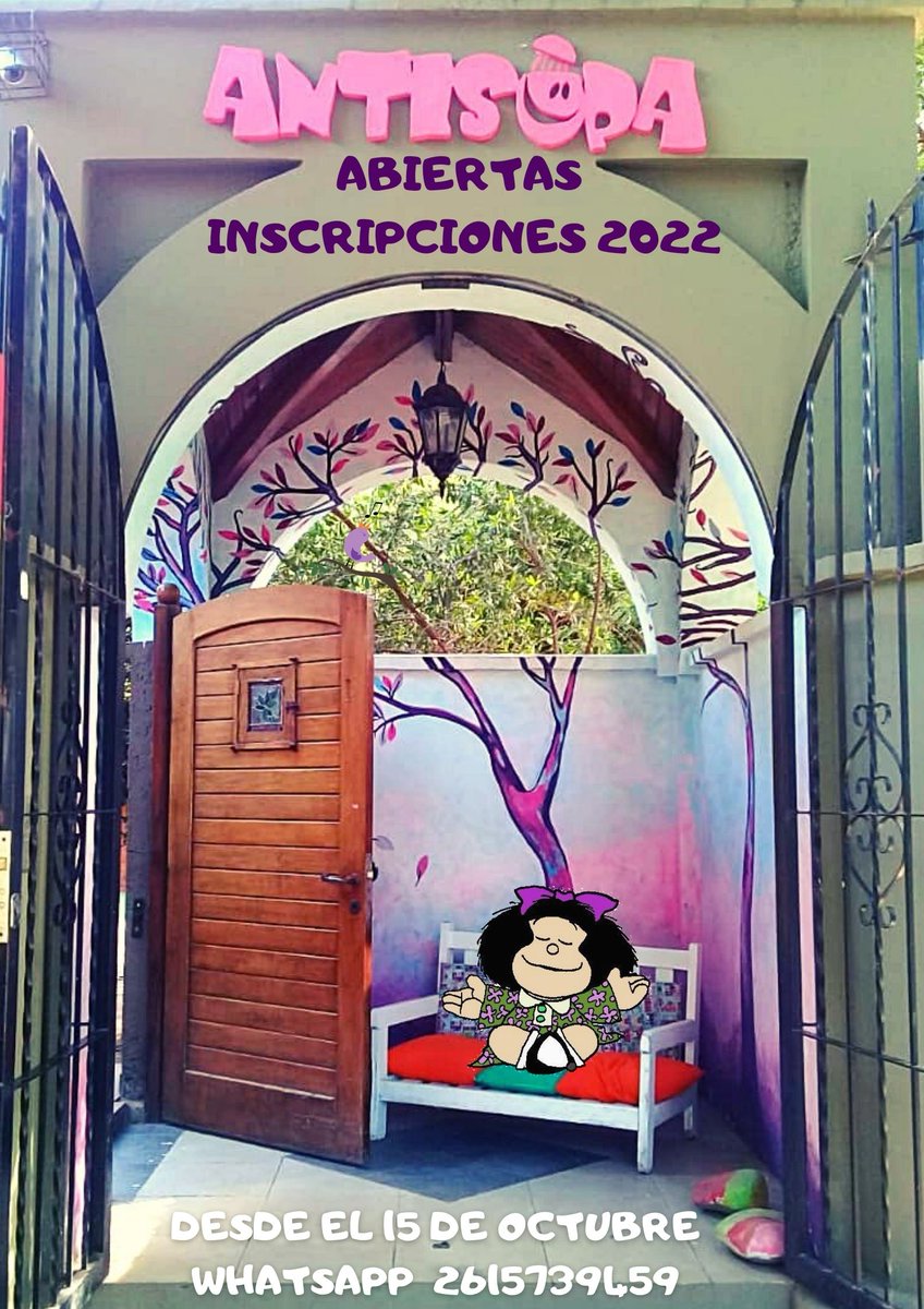Antisopa's tweet photo. 🐞INSCRIPCIONES 2022
Estamos felices! ANTISOPA jardín, 18 meses a 4 años
SOLICITAR ENTREVISTA al 261- 573-9459 (Whatsapp).
30 Años trabajando por infancias libres y plenas.
1er Espacio Educativo de Mendoza Inspirado en la Pedagogía de Reggio Emilia
#antisopa
#antisopareinventa https://t.co/BW4k9Hvzeh