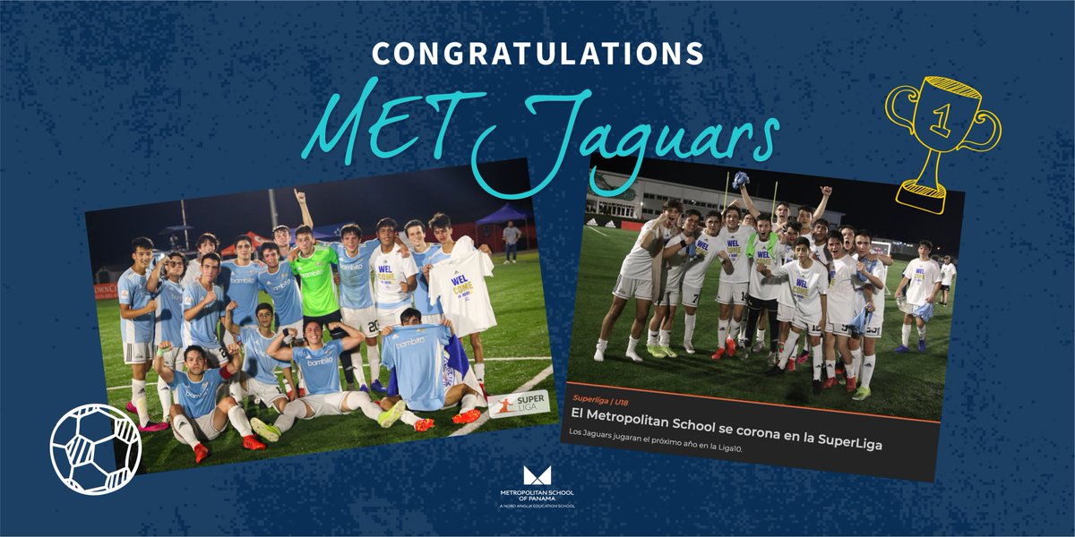 METSchoolPanama's tweet image. We are so #proud to bring the U18 Super Liga 10 trophy home to the MET!🏆
Last Saturday our #METJaguars claimed a 2-0 victory in the grand finale. This is the first time they participated in this competition and as #champions won the honor of competing in @Liga10_ next year.✨