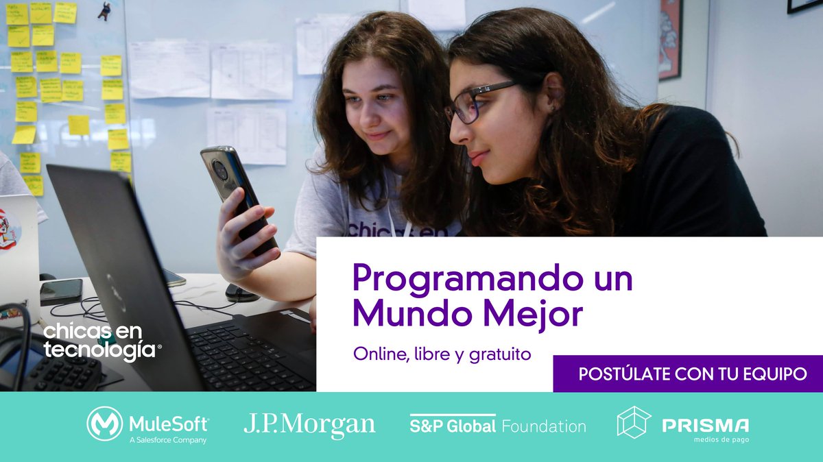 chicasentec's tweet photo. ¡Se viene la décima edición de #PUMM! 👩‍💻

Si tienes entre 14 y 21 años y te interesa la tecnología, no te pierdas la oportunidad de aprender a programar tu propia app con impacto social 📲⁣ ⬇️
https://t.co/lPSOpwNwq6
@MuleSoftArg @jpmorgan @SPGlobal #PrismaMediosDePago https://t.co/HJ3aP0rw3M