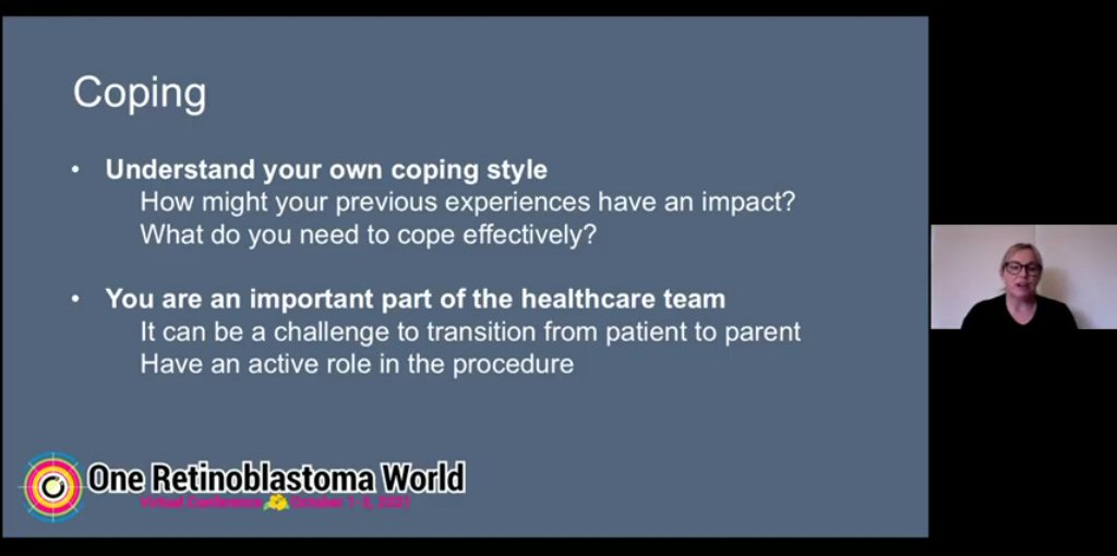 wechope's tweet photo. #OneRbWorld2021: #ChildLife therapist Olivia Larkens emphasised #ParentCoping as key to support a child’s coping during #CancerCare. A parent’s own medical experience, understanding of their #CopingStyle, & having what they need to cope, impact the child’s coping. @RCHMelbourne https://t.co/xVA39Ru7XI