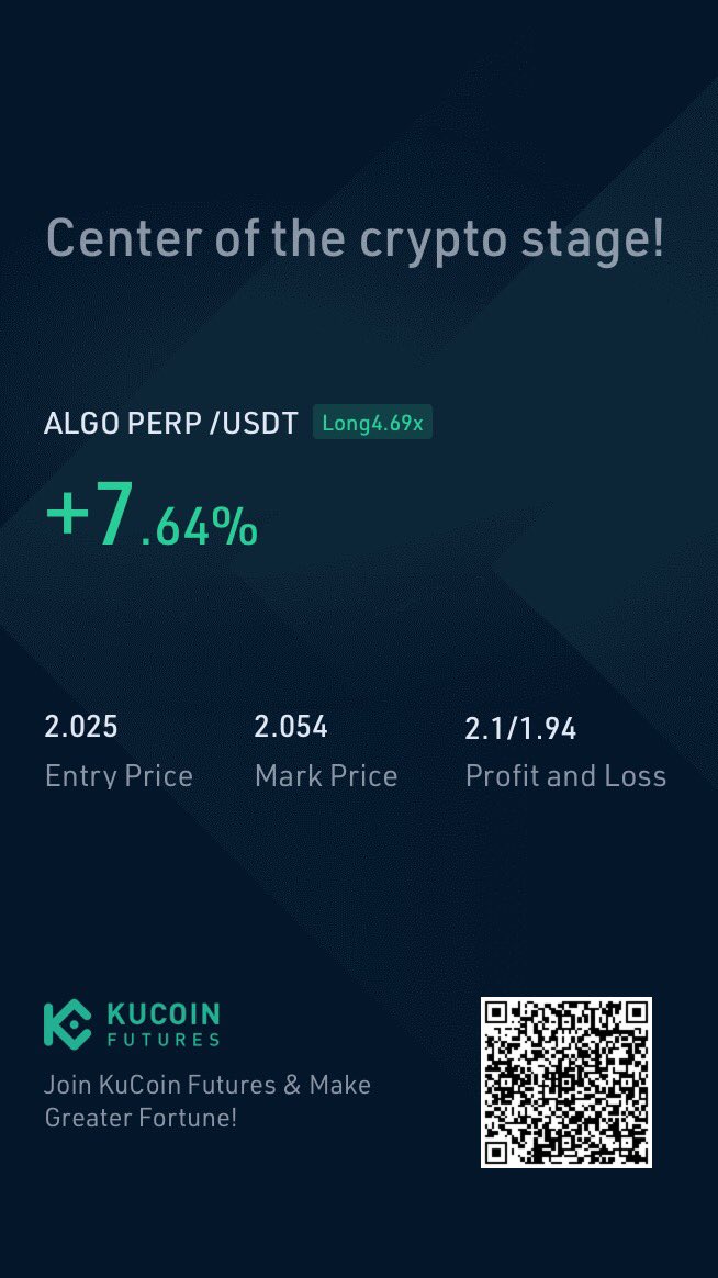 investment_KD's tweet photo. Added $ALGO in the KD Challenge Account for a Swing. This is a Futures swing ONLY no LT position.
Target 2.10 SL 1.94
1:1 Profit/Loss ratio
#Algo #algorand
#KDChallengeaccount
#kdcrypto #challengeaccount #cryptochallenge #kdchallenge #500to10k https://t.co/n0cGaydiCu