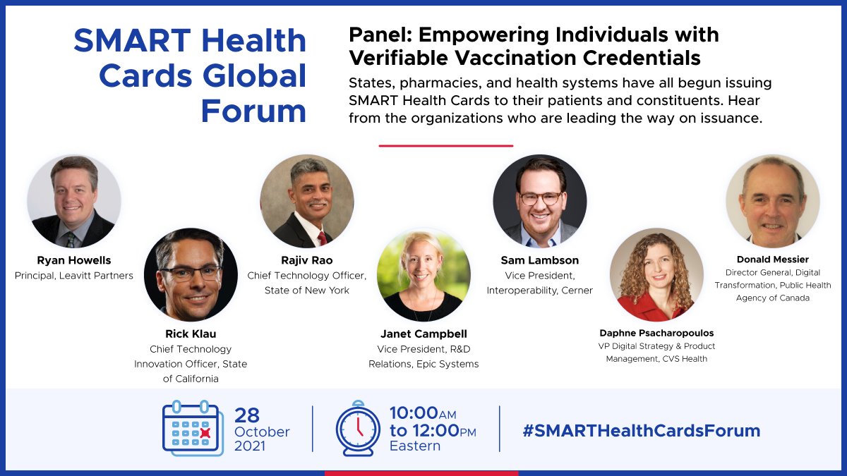commons_prjct's tweet photo. #SMARTHealthCardsForum Panel 3: Empowering people w/ verifiable vaccine credentials. @rklau (@CADeptTech), @SamLambson (@Cerner), @RajivRao_CTO (@NYSITS), @donaldmessier (@GovCanHealth), @rryanhowells (@LeavittPartners), @CVSHealth, &amp; Epic https://t.co/UyI0XDf3wC https://t.co/1FmWhCkvCG
