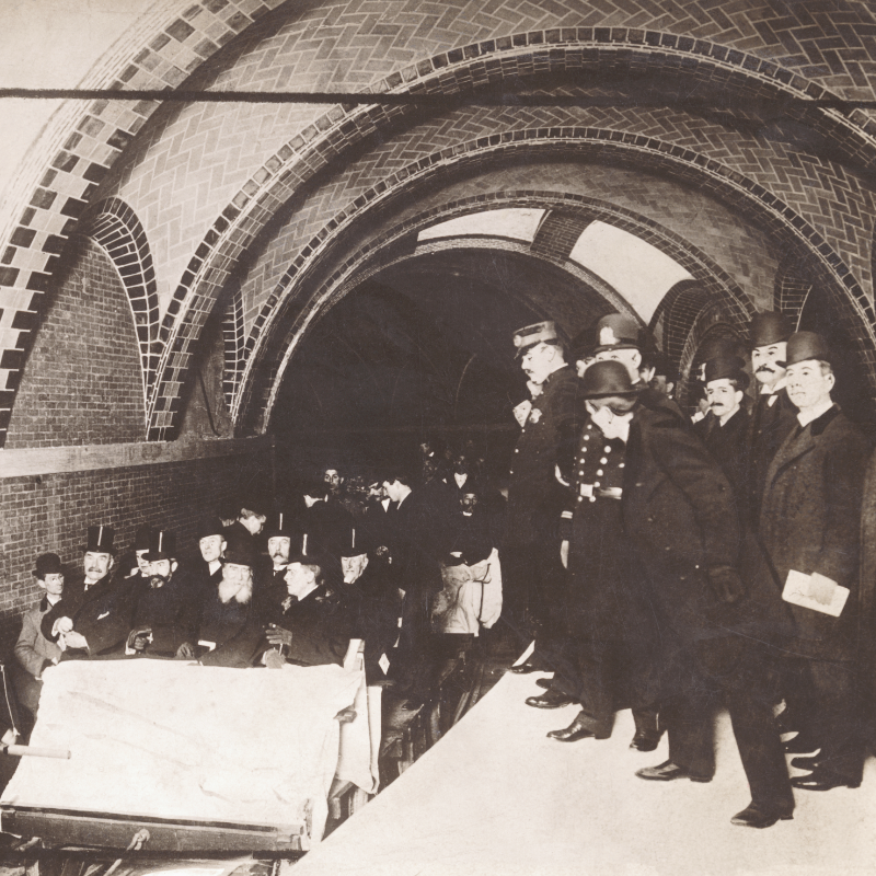 HISTORY's tweet photo. The New York City subway opened on #ThisDayInHistory in 1904. More than 100,000 people paid a nickel to take their first ride under Manhattan.