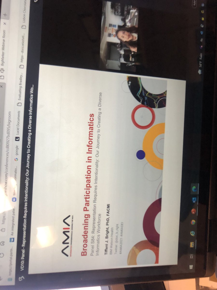 Patricia Dykes PhD RN (@pdykespatti) on Twitter photo #AMIA2021 Tiffany bright <a href="/doc_b_right/">Tiffani J Bright (she/her)</a> presenting right now on broadening participation in informatics! #AMIA2021 Tiffany bright <a href="/doc_b_right/">Tiffani J Bright (she/her)</a> presenting right now on broadening participation in informatics!