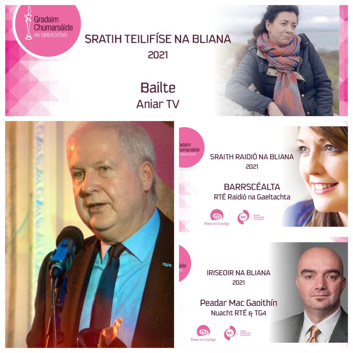 cathmartingreen's tweet photo. Comhghairdeas ó chroí le buaiteoirí uile Ghradaim Chumarsáide an Oireachtais agus le @OirnaGaeilge as ócáid na hoíche anocht. 

Déanann #Gradaim2021 ceiliúradh ar ardchaighdeán &amp; ar shár-iarrachtaí in earnáil na cumarsáide Gaeilge. 

@TG4TV @BAItweets @RTERnaG 

#OnaS2021 https://t.co/3YIJhKWeYe