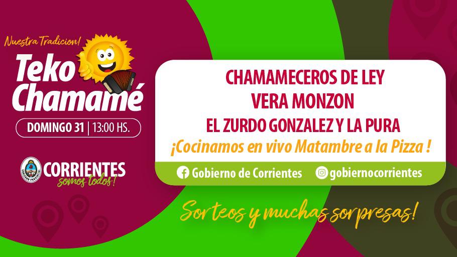¡Ya llega el clásico de tus domingos! 🎉 

Te esperamos este domingo 31, desde las 13 hs. con lo mejor de nuestra música, las recetas más ricas y toda la diversión de siempre. 🤩

Prendete al #TekoChamamé por las redes del <a href="/CorrientesGob/">Gobierno de Corrientes</a> y por <a href="/telenordctes/">Telenord Corrientes</a> 📲