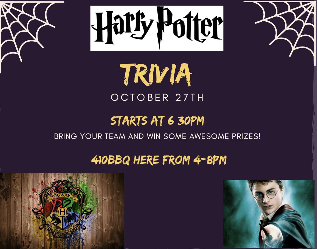Trivia!!!! 
Tomorrow night @ 6:30pm 🏆