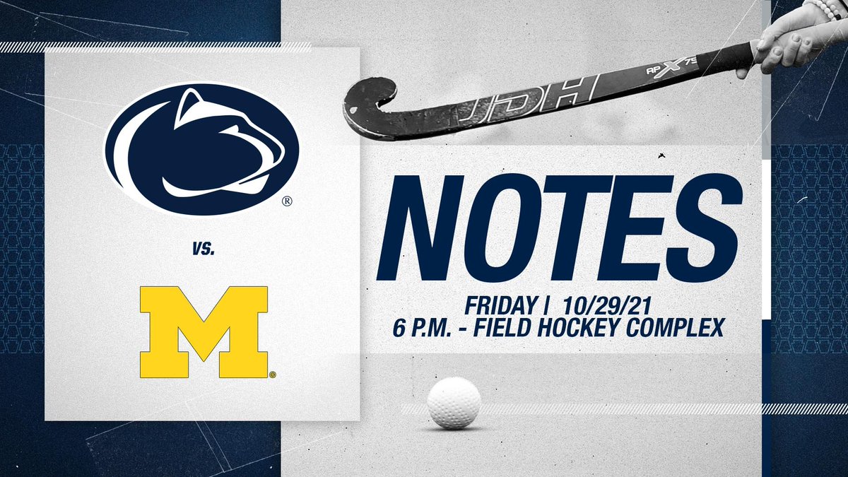 NOTES! B1G Showdown, Friday Night under the lights at the Penn State Field Hockey Complex! 
No. 7 Penn State v. No. 2 Michigan
6 p.m. and SENIOR NIGHT!
Get the preview:
gopsusports.com/news/2021/10/2…