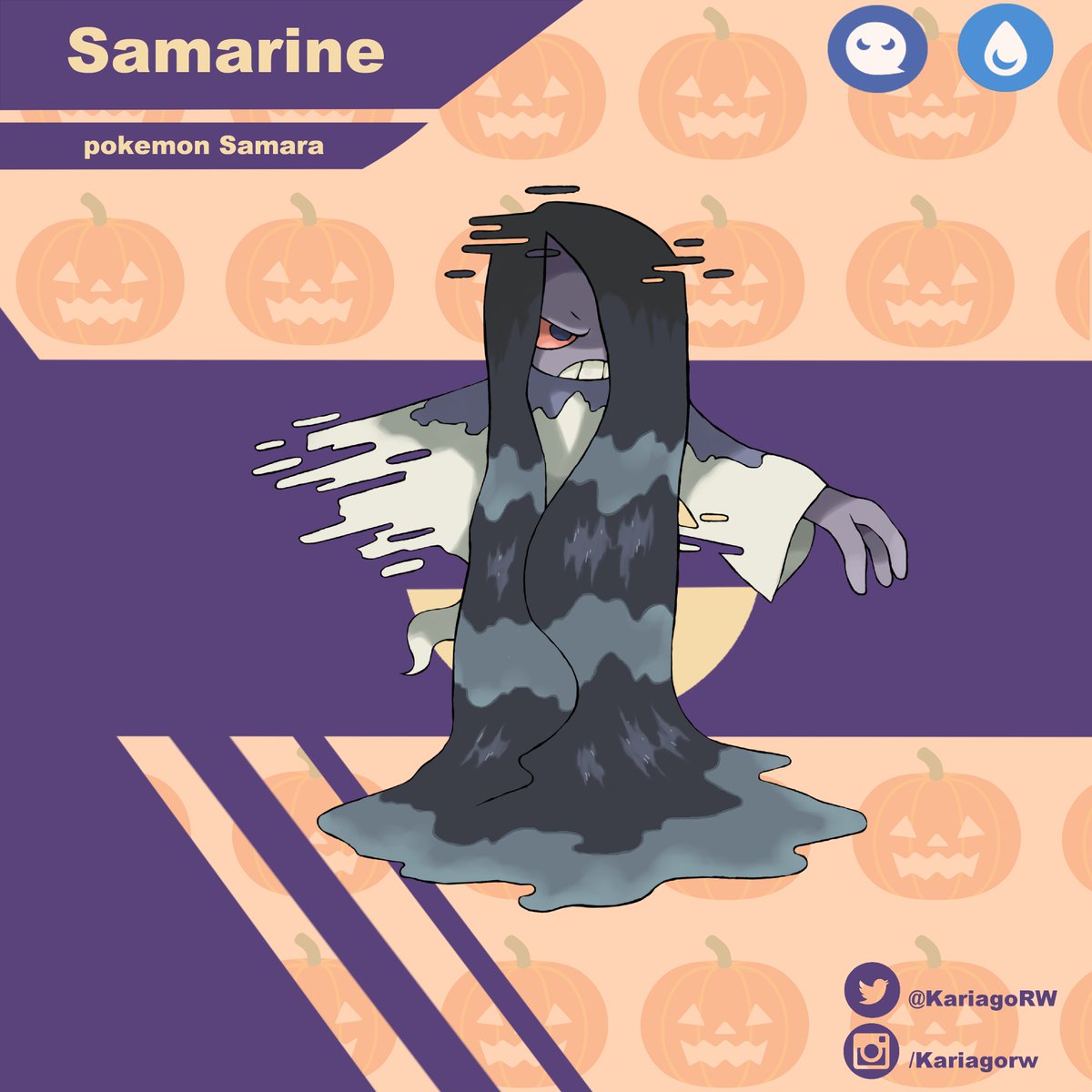 KariagoRW's tweet photo. #SpookymonWeek
N°2: Samara/Sadako (The ring)
La habilidad de distorsionar su cuerpo le permite viajar a través de dimensiones conectadas por pantallas de televisores embrujados. Advierte su llegada con el sonido de su cabello liquido, donde carga las almas que tormenta https://t.co/Y8scmHfDbS