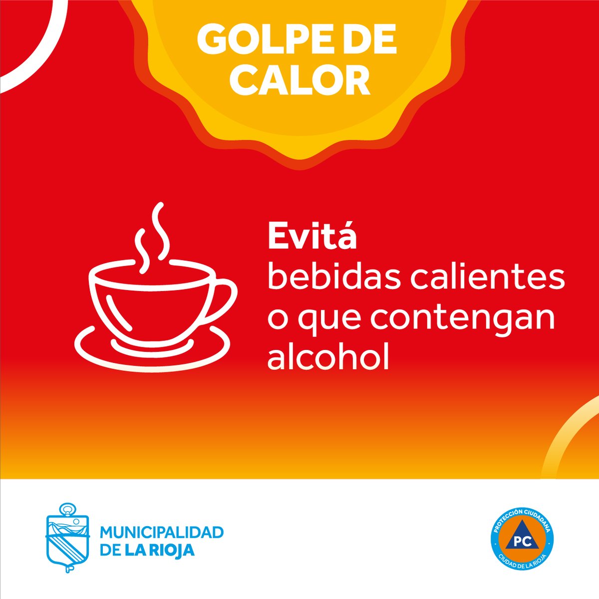 Proteccionlr's tweet photo. Ante las altas temperaturas que se registran en Nuestra Provincia , El Municipio difunde algunas recomendaciones para evitar golpes de calor, especialmente para los bebés, los niños pequeños; los mayores de 65 años y las personas con enfermedades crónicas.
#NosCuidamosTodos https://t.co/zWvkVIBoRv