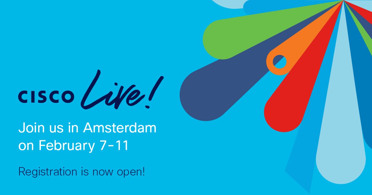 CiscoLiveEMEA's tweet photo. Registration for Cisco Live Amsterdam 2022 is now open! Join us (in person!) to learn, connect, and be inspired by Cisco’s top experts, partners, and customers. #CiscoLiveEMEAR

https://t.co/mo3YurbI60 https://t.co/FubUT5wl4y