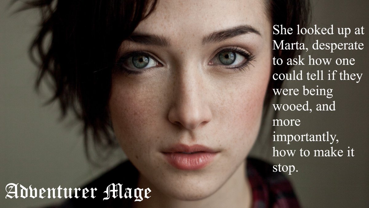 JulianGreystoke's tweet photo. Just Maeve experiencing that ace panic.
"She looked up at Marta, desperate to ask how one could tell if they were being wooed, and more importantly, how to make it stop."
#AdventurerMage #asexualweek #aceweek #acecharacter
https://t.co/jutIQHh5AH https://t.co/KvIgXQ1FhZ
