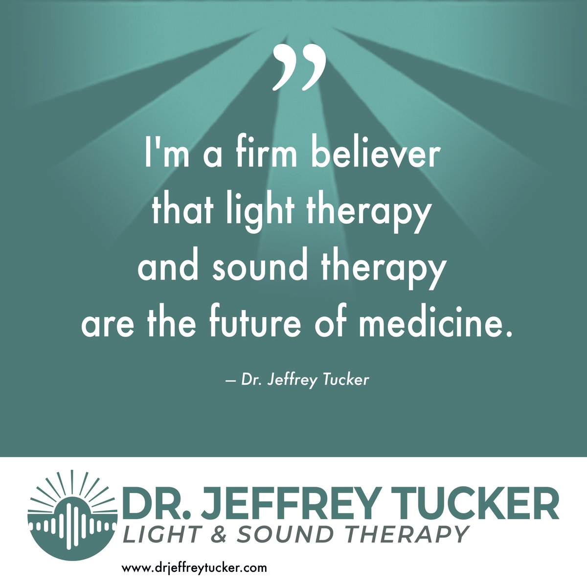 DrJTucker's tweet photo. "I'm a firm believer that light therapy and sound therapy are the future of medicine." — Dr. Jeffrey Tucker  #LightTherapy #SoundTherapy #FutureOfMedicine #Chiropractic #ChiropracticCare #followme #wellness https://t.co/k1ZRhHAbSa