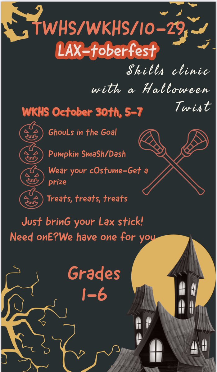 A few short days away!  Costume? Want some Halloween candy? How about a little lax as well!!!! Will be a great day for Worthington Lax!  Wolves, Cards, 10-29 all with same goal!  docs.google.com/forms/d/e/1FAI…