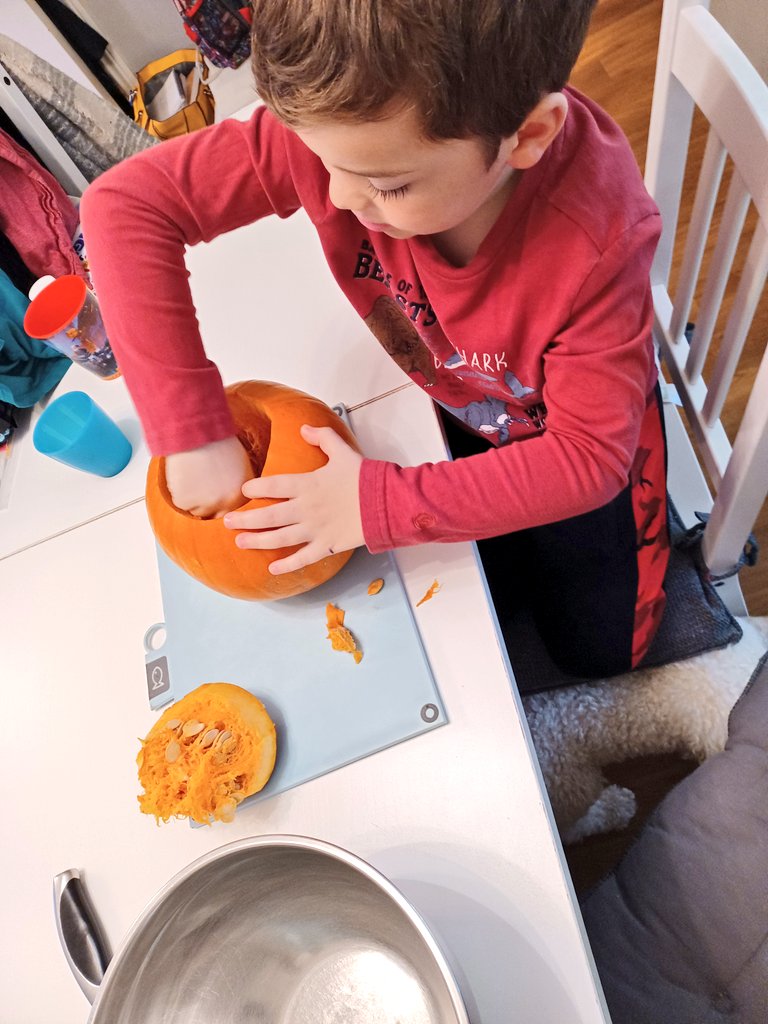 RestRising's tweet photo. 'I' couldn't wait any longer before carving his pumpkin! He wanted to share it with @MpsPrimary 🙃 https://t.co/NMXrSoDRVZ