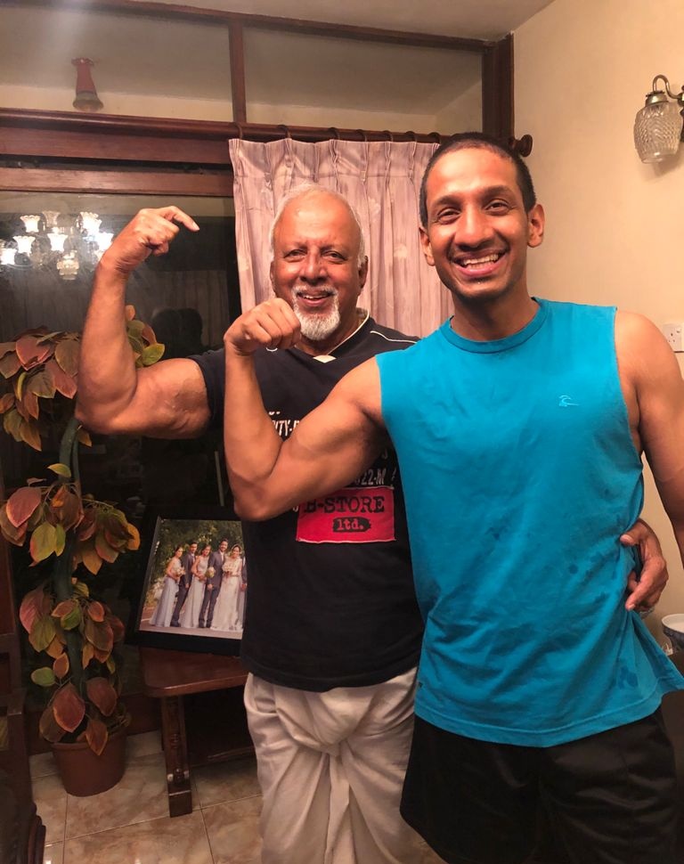 NamalFernando's tweet photo. 75 years.....
How many years should i exercise to get bigger arms like this.
#thaththa #bday #DadsOnDuty
#dad https://t.co/nfU73HPBYI
