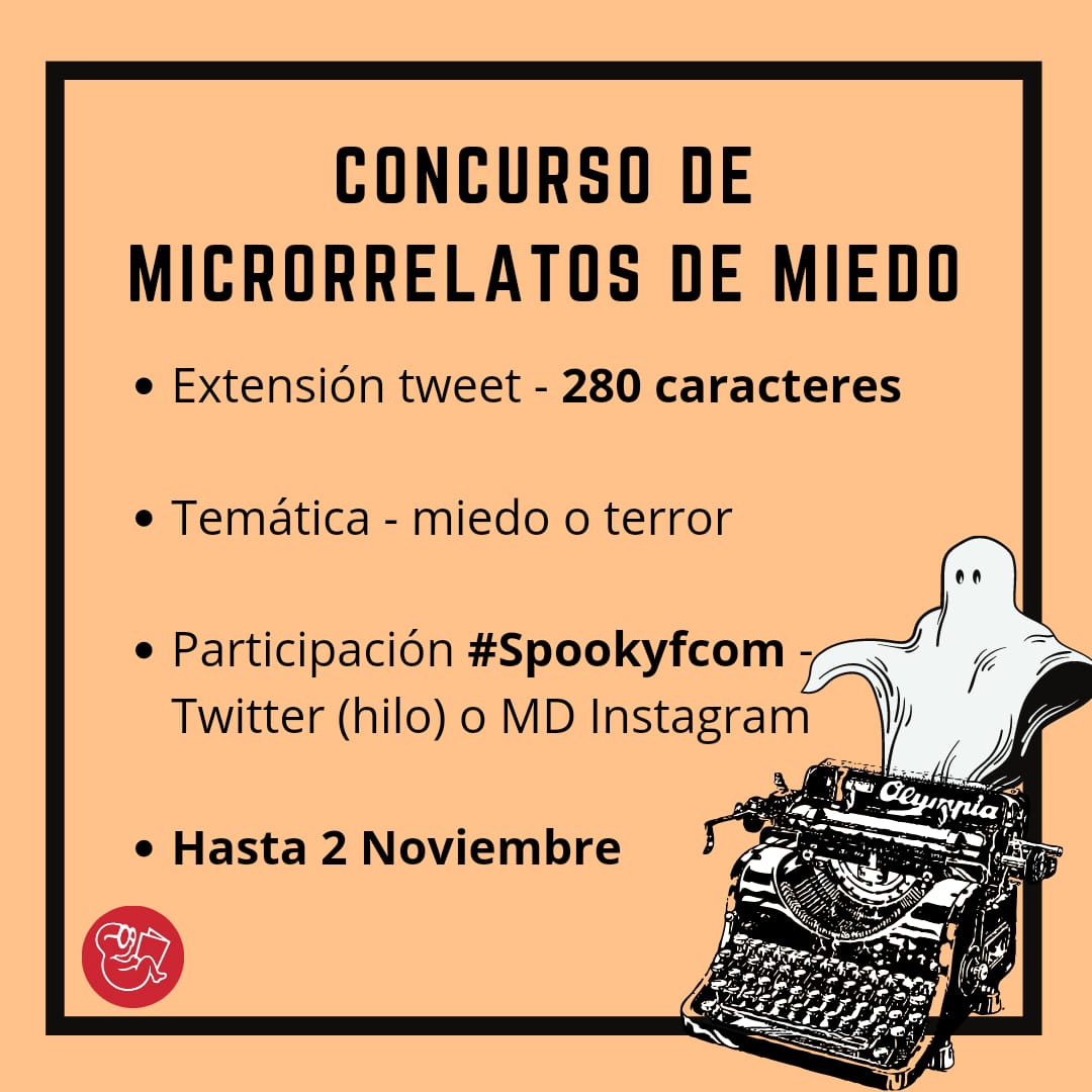 ¡Os traemos el primer concurso del curso!

👻𝗖𝗢𝗡𝗖𝗨𝗥𝗦𝗢 𝗗𝗘 𝗠𝗜𝗖𝗥𝗢𝗥𝗥𝗘𝗟𝗔𝗧𝗢𝗦 𝗗𝗘 𝗠𝗜𝗘𝗗𝗢💀

Debéis escribir vuestro relato en un tweet, con temática de terror, incluyendo #Spookyfcom 🎃

También podéis participar en Instagram ;)

Fecha límite: 2 de noviembre