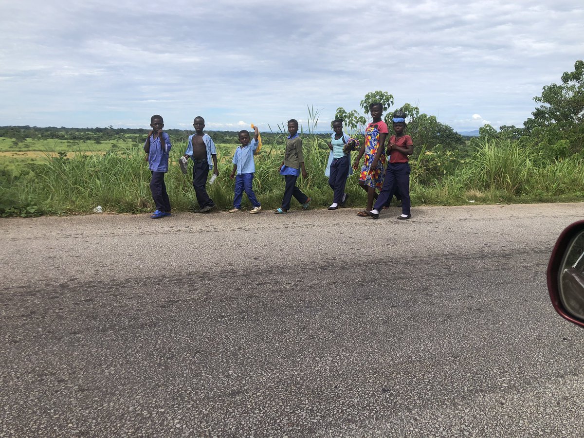 mathbee's tweet image. Long for the day when these rural kids will not have to walk miles each day to access education.