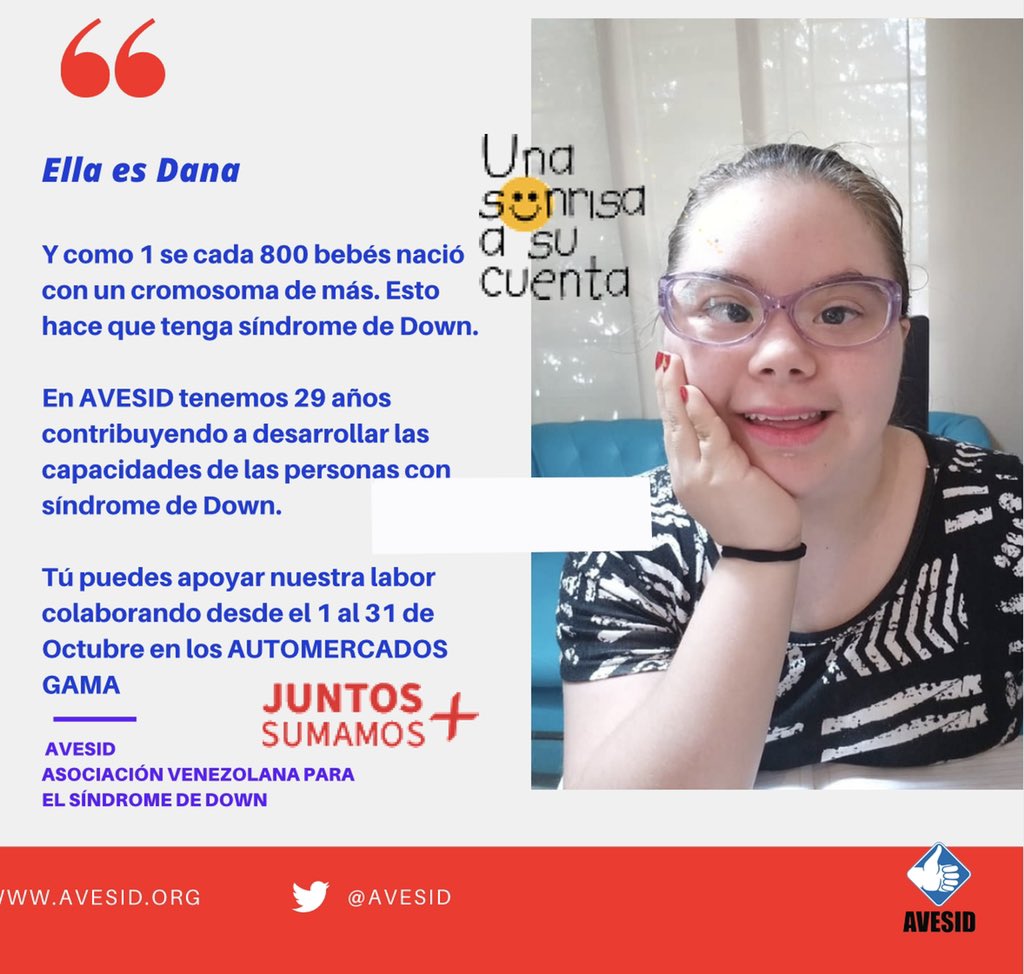 avesid's tweet photo. ¿Quieres Nos das la mano? En Automercados Gama del 1 al 31 de Octubre! A través del programa UNA SONRISA A SU CUENTA #USASC Avisa al cajero que quieres colaborar con AVESID https://t.co/Bq7cP8Ljsk