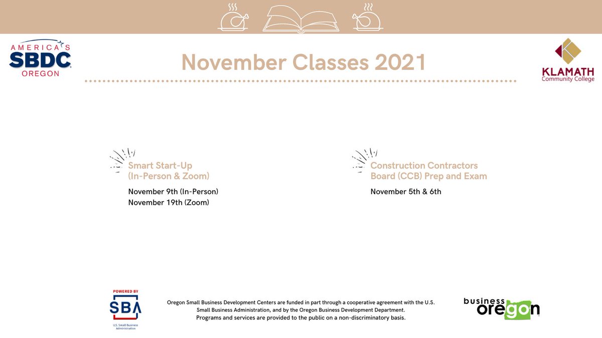 Only two more months until 2022. Can you believe it? It's not too late to finish those 
#business resolutions you created in January with the help of our #classes! #smallbiz #sbdc
