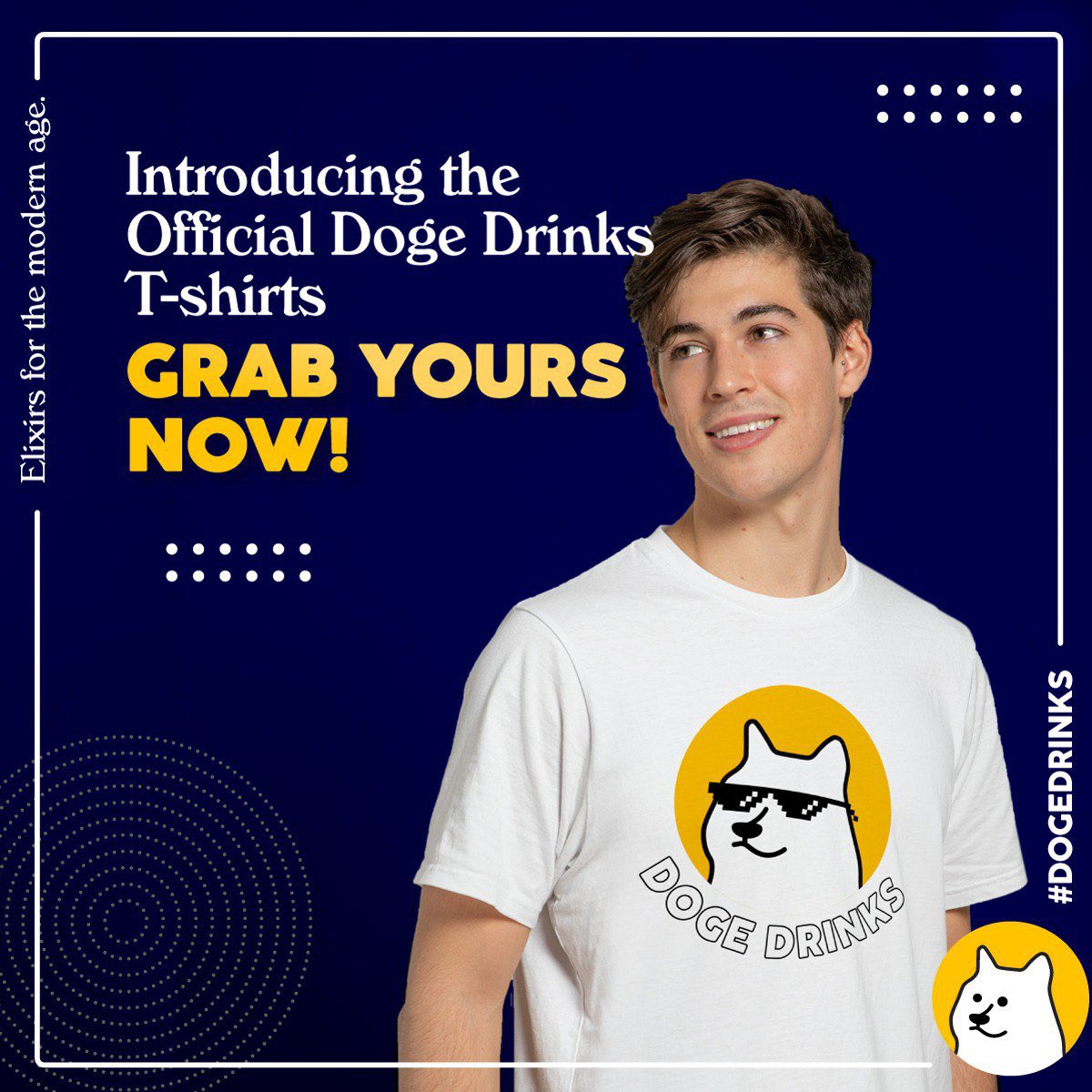 Dear DogeDrinks Family 😊

Today we would like to introduce you our variety of exclusive DogeDrinks t-shirts available in the Merch-Shop!

We got 3 different t-shirt designs, with 20 colours overall, to offer.💓

These DogeDrinks t-shirts are everything you've dreamed of and more