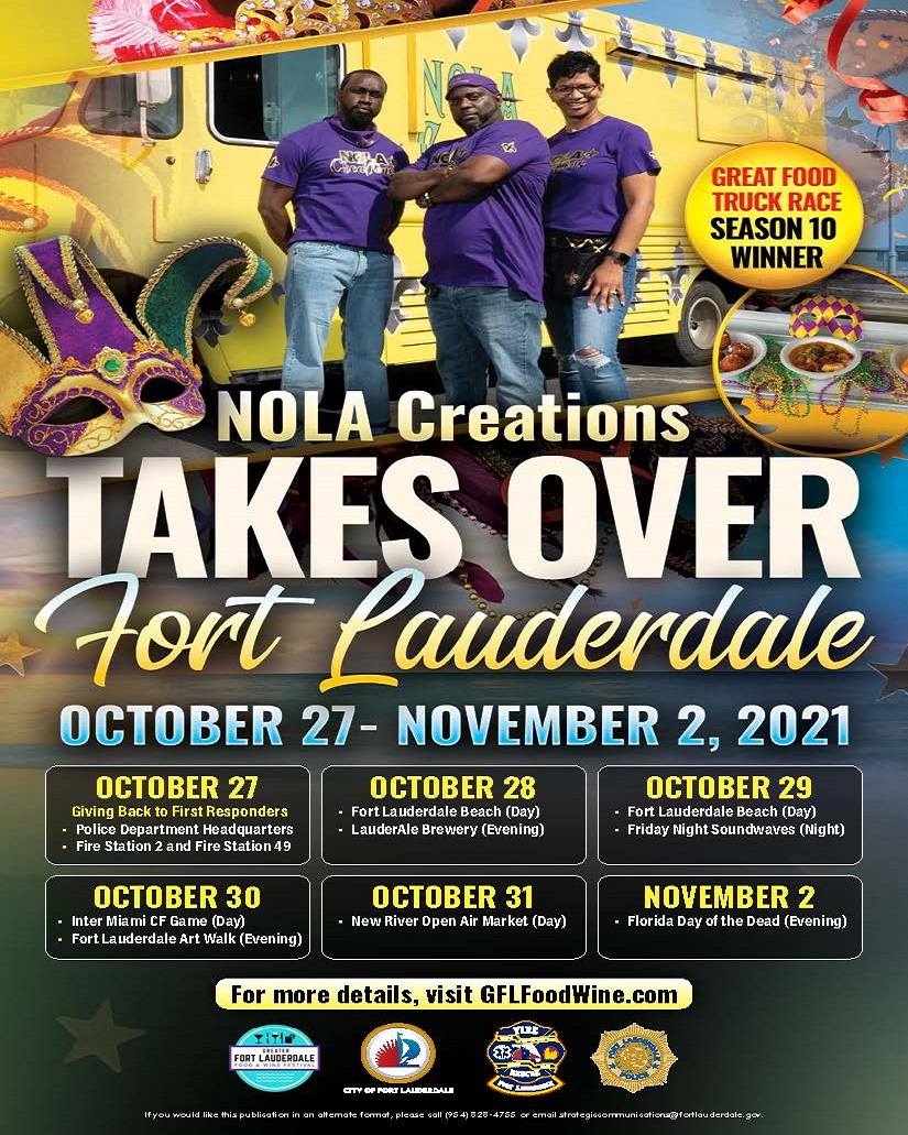 RiverwalkFTL's tweet photo. Watch out FTL, @504creationsno, winner of Food Network's "The Great Food Truck Race" is coming to serve up their famous New Orleans menu, starting with @ftlauderdalepd and FTL Fire Rescue TODAY 10/27.

More info at https://t.co/XuTMNKW1B4.
@FTLCityNews  @visitlauderdale https://t.co/2T9G7l52Tj