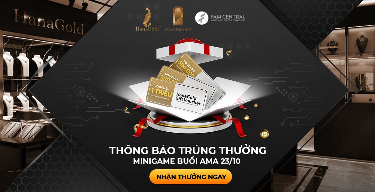 AN ANNOUNCEMENT OF MINIGAME WINNING RESULTS <HOT TO WIN BIG GIFTS>
 HanaGold would like to congratulate the following 5 users who were lucky enough to win a voucher to buy a Happy Stone necklace with "dancing" stones
List:👉facebook.com/10782406162328…