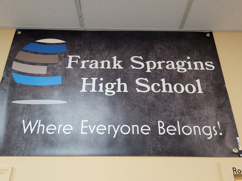 FrankSpraginsHS's tweet photo. We were so honored today to have our friends at #PrideYMM visit the school to recognize Frank Spragins as being the first and only school in Ft McMurray to be given their Rainbow Space designation! Rainbow Spaces are organizations that are committed to LGBTQ2S+ inclusion! @FMPSD https://t.co/KBJ28SJWms