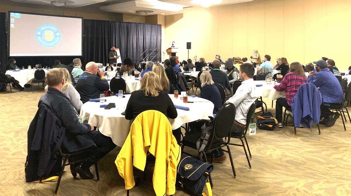 NYSPEF's tweet photo. President Spence giving word of encouragement and welcomes delegates at the annual Veteran’s luncheon, event organized to recognize our fallen heroes and those still serving. https://t.co/A0KZQLlKCP