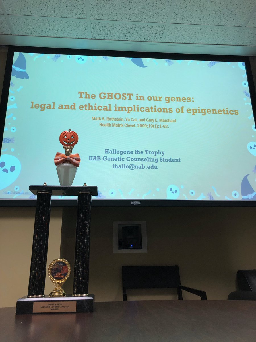Hallogene Trophy gave a thrilling journal club presentation today. Wondering if the trophy will stay in Birmingham or will go to a new home 👻🎃🤔

Go check out all the wonderful costumes and don’t forget to go LIKE our original tweet. @ASGCGP @HallogeneT #Hallogene21 #GCchat