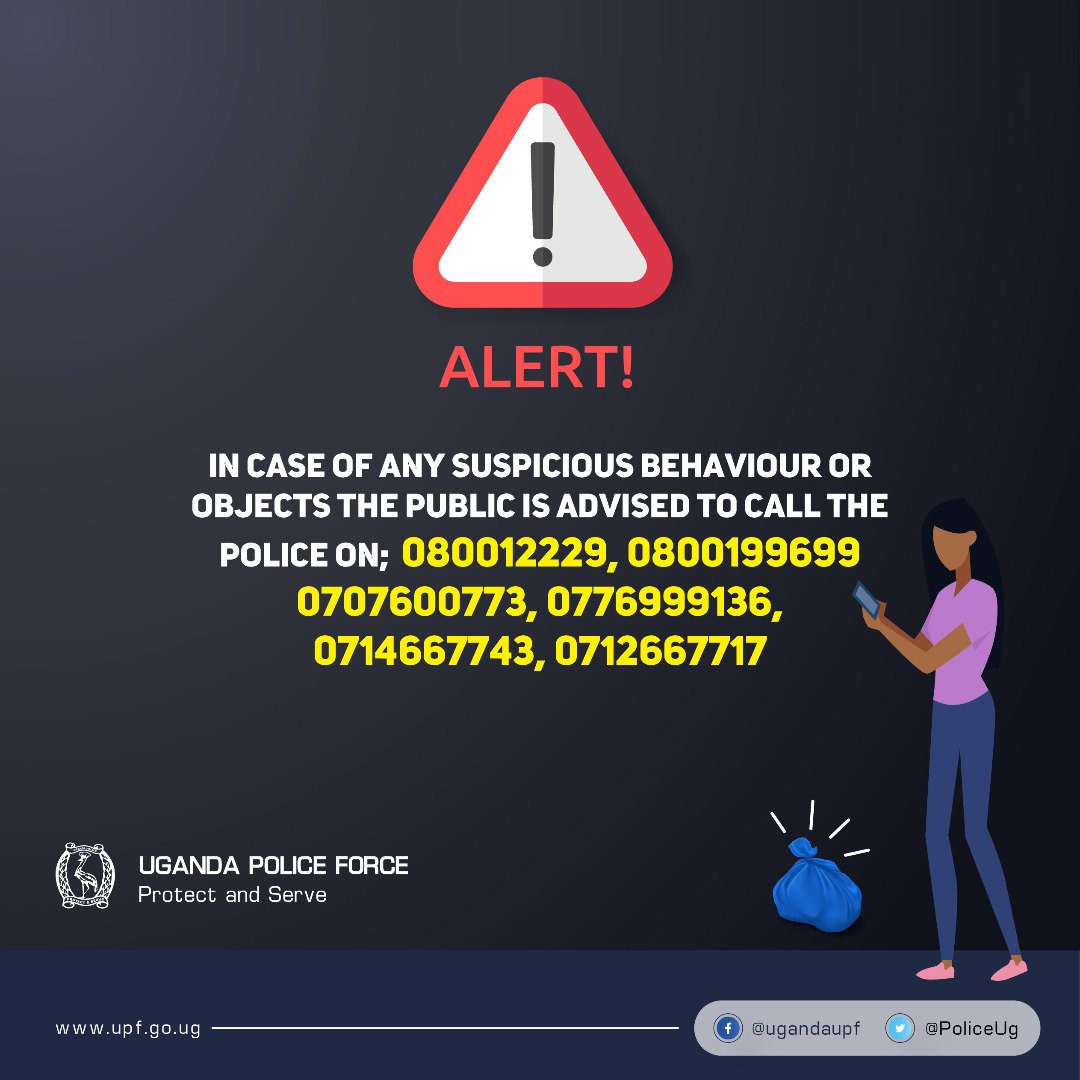 Tony Kent Kyazze (@tonykentkyazze) on Twitter photo #Magic100fmBreakfastShow
Security & Safety
Have you done enough to stay safe - What have you done?
Make use of any of the numbers in the picture below to report any suspicious activities or objects to <a href="/PoliceUg/">Uganda Police Force</a>
π0783064530
<a href="/Magic100FMUG/">Magic100FM</a>
#WakeUpWithKENT #Magic100fmBreakfastShow
Security & Safety
Have you done enough to stay safe - What have you done?
Make use of any of the numbers in the picture below to report any suspicious activities or objects to <a href="/PoliceUg/">Uganda Police Force</a>
π0783064530
<a href="/Magic100FMUG/">Magic100FM</a>
#WakeUpWithKENT