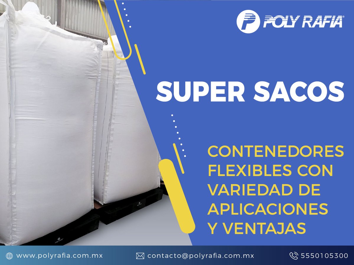 PolyRafiaMX's tweet photo. En Poly Rafia satisfacemos tus necesidades de empaque con seguridad, calidad, inocuidad y resistencia. Conoce nuestros contenedores flexibles disponibles para diferentes capacidades de carga a granel.
#SuperSacos #BigBags #EmpaqueSeguros #SolucionesdeEmpaque #PolyRafia #PolySack https://t.co/DhVCugn7h5
