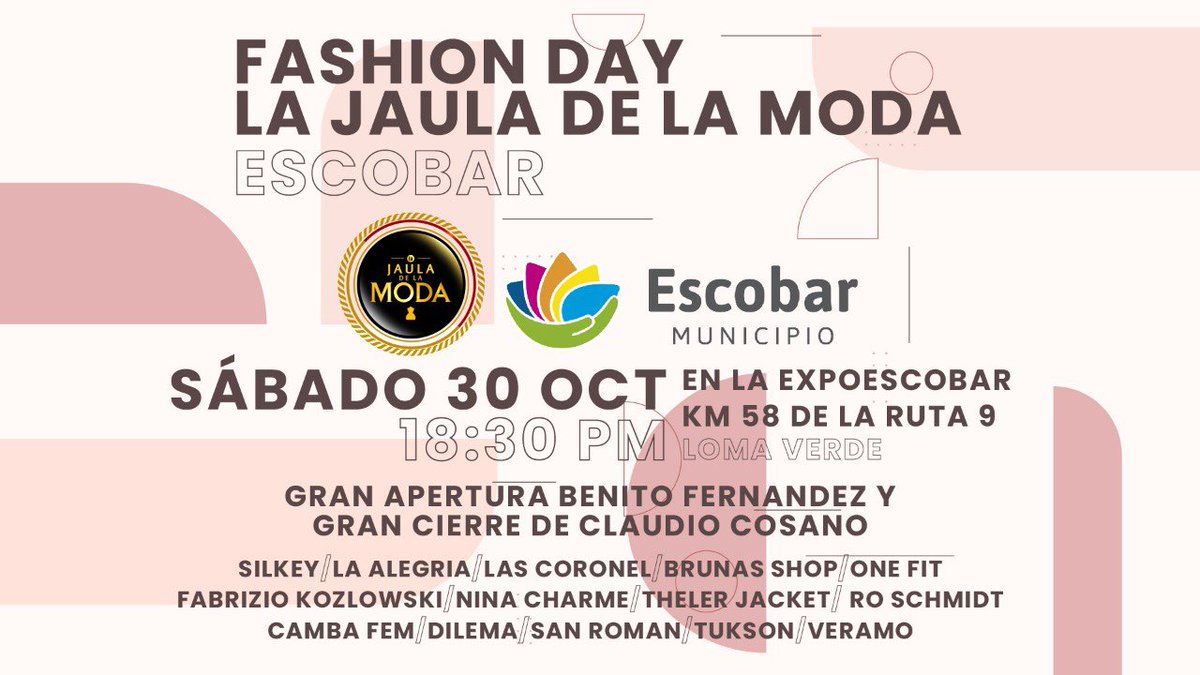 La gran @expoescobar2021 La Jaula de la Moda presenta con un super show de moda! Los esperamos 🌈 <a href="/ArielSujarchuk/">Ariel Sujarchuk</a> <a href="/EscobarMuni/">Municipio de Escobar</a>