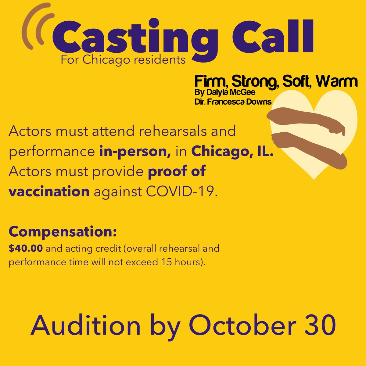 pockettheatrevr's tweet photo. Audition for Firm, Strong, Soft, Warm by this Saturday! #FirmStrongSoftWarm #FSSW #Auditions #ChicagoAuditions #VirtualAuditions #VRTheatre #PTVR #PocketTheatreVR #Virtual https://t.co/BBsfIQuUSu
