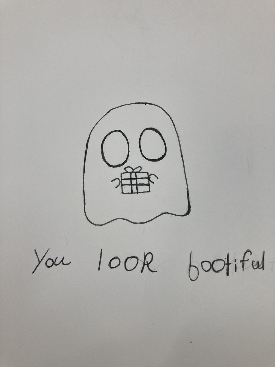 mrbeeboyyy's tweet photo. Made this in class. I’m going to gave this to my friend. 

#doodle #ghost #wholesome #gift https://t.co/8OI6B2hsGZ