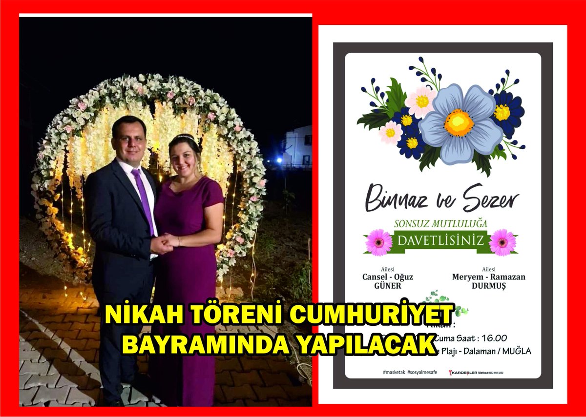 NİKAH TÖRENİ CUMHURİYET BAYRAMINDA YAPILACAK
dalamantv.com/nikah-toreni-c…