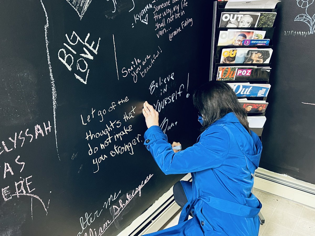 Thank you to Battle Creek Pride for the hospitality! @MIAttyGen @dananessel dropped in after last night’s power outage town hall for a visit and conversation at the new Battle Creek Resource Center. Future visitors: look out for AG Nessel’s note on the chalkboard wall!