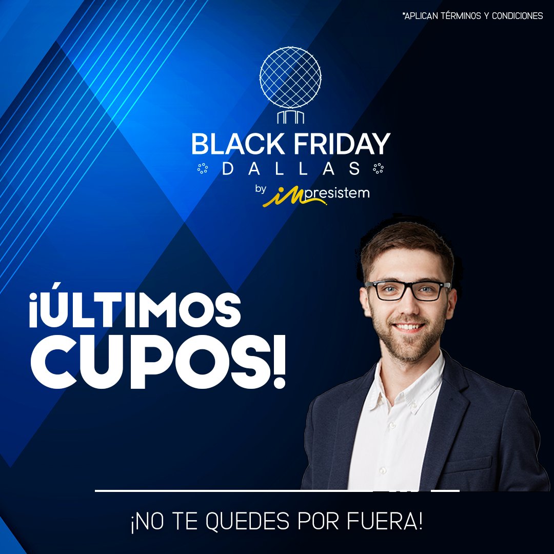 😬 Entramos en la recta final para que puedas disfrutar con nosotros de una de las fechas comerciales más importantes del año. ¡Últimos días, últimos cupos! #BlackFridayImpresistem

🔗 Regístrate aquí bit.ly/2YuZ1zF y entérate cómo puedes participar