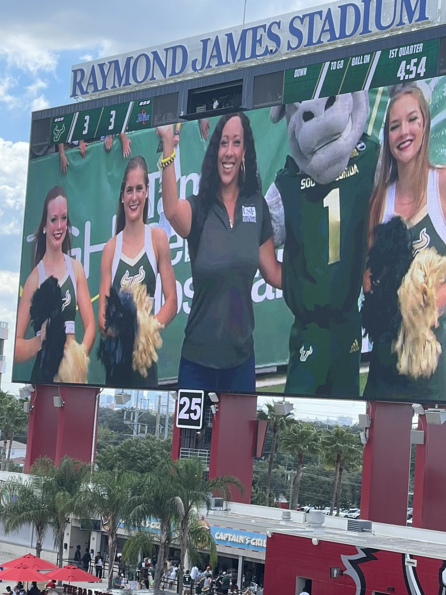 Congratulations to <a href="/kyaien/">Dr. Kyaien Conner</a> for being honored as game champion during the USF vs. Tulsa football game! Dr. Kyaien Conner was recognized for her exceptional work and contributions to inclusion, diversity, and equity at USF. Go Bulls! 🤘