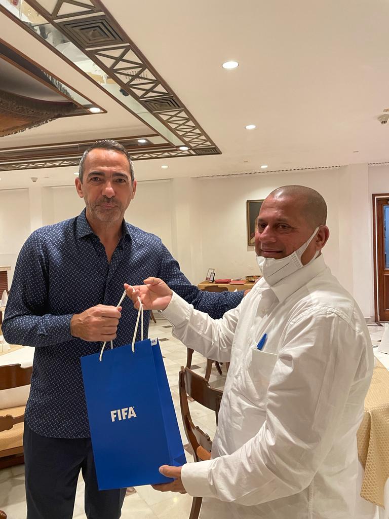 achyuta_samanta's tweet photo. In conversation with our special guest, Mr. Youri Djorkaeff, CEO of #FIFA Foundation this evening. He had a wonderful footballing career for club and country, winning Euro 1996 &amp; World Cup 1998 with France &amp; representing great clubs such as Monaco, PSG, Inter Milan at club level. https://t.co/GZfSCgFjWf