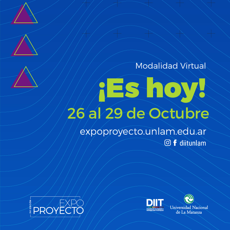 DiitUnlam's tweet photo. ¡Es hoy! Te esperamos desde las 15hs. en nuestro canal de YouTube DIIT UNLAM para ver charlas y proyectos de alumnos. ¡No te lo pierdas!
#expoproyecto #unlam #diitunlam #ingenierias #tecnicaturas https://t.co/z49vXbOkqn