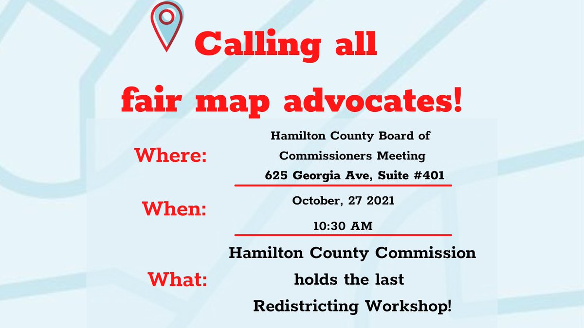 🗳 The Hamilton County Commission plans to vote on this 11 district proposal at the November 2nd meeting.
 
📣 Making the October 27th meeting potentially the last time to make public comment on the new maps. 

👀 SEE THE PROPOSED MAP: hamiltontn.gov/PDF/Commission…