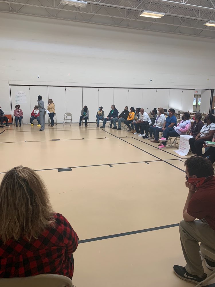 Reedy Fork Staff participating in Restorative practices on 2 day PD.  Great collaboration and staff bonding with emphasis on positive student engagement. <a href="/GCS_SEL_Office/">GCS Social Emotional Learning and Character Ed</a> @scontrerasGCS <a href="/GCSchoolsNC/">Guilford Co. Schools</a>