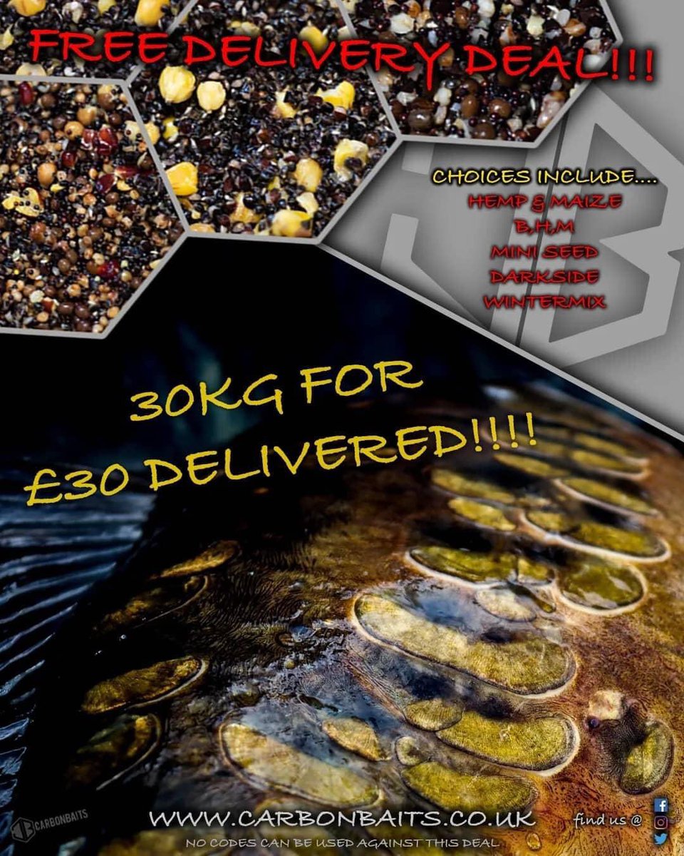 🍁🍁🍁 Free delivery Deal 🍁🍁🍁 

30 kilo deals for £30 Free delivery 

Choose from the following👇👇👇 

Hemp and maize
Winter mix 
Buckwheat hemp and maize
Darkside 
Mini Mix 

Comes cooked fresh ready to freeze as soon as it arrives. 

Comes in 5kilo bags .