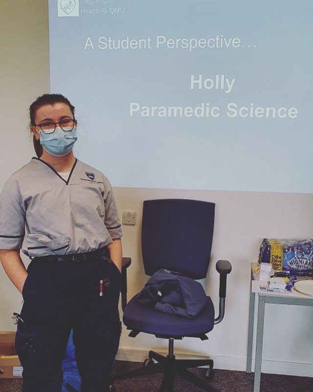 QMU_Paramedic's tweet photo. Thanks very much to @doublehollix for coming to the @QMUniversity campus on Saturday to talk to prospective health students about her experience as a paramedic student. This is great evidence for the Health Coaching module! #DevelopingFutureWorkforce #LeadershipSkills https://t.co/HLkhPJ32Nu